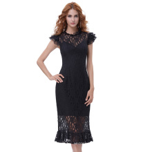 Belle Poque Retro Vintage Cap Sleeve Round Neck Hips-Wrapped Lace Mermaid Dress BP000375-1